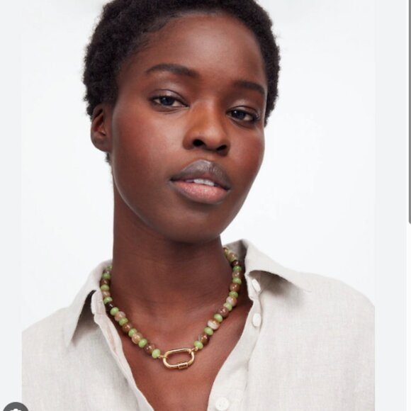Madewell Semiprecious Beaded Carabiner Choker Necklace - Picture 1 of 4